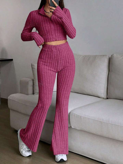Natural Body 2-piece Women's Turtlenecks Wide Leg High Waist Suit