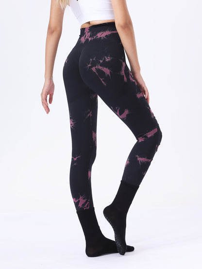 Tie Dye Running Butt Lift Leggings for Women – High Waist Push-Up Yoga Pants Gym Athletic, Hollow Out Tummy Control Sports Leggings