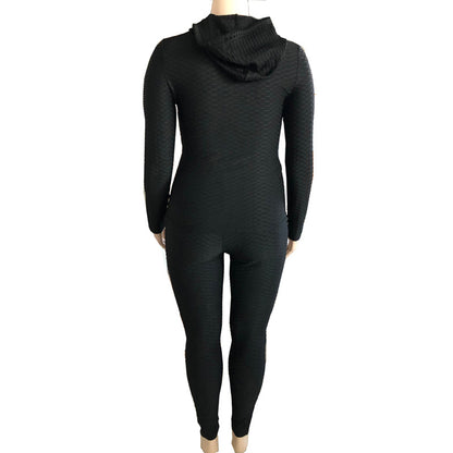 Solid Color Fat Women Plus Size Two Piece Set Sport Suitt