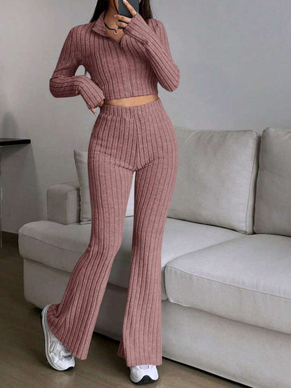 Natural Body 2-piece Women's Turtlenecks Wide Leg High Waist Suit