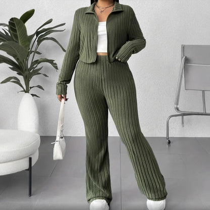 Natural Body 2-piece Women's Turtlenecks Wide Leg High Waist Suit