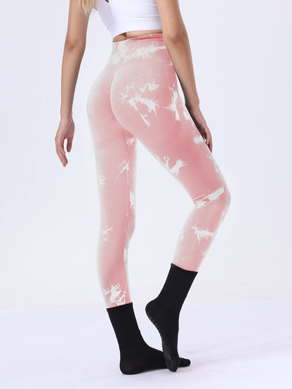 Tie Dye Running Butt Lift Leggings for Women – High Waist Push-Up Yoga Pants Gym Athletic, Hollow Out Tummy Control Sports Leggings