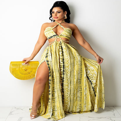 Women's Printed Sexy Cross Tied Dress