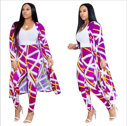 Long Sleeve Printed Jacket Cloak Tights Suit