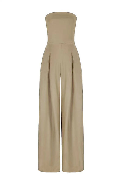 Loose Tube-Top Jumpsuit – Backless Wide-Leg Long Pants Overalls for Women by Natural Body Fashion