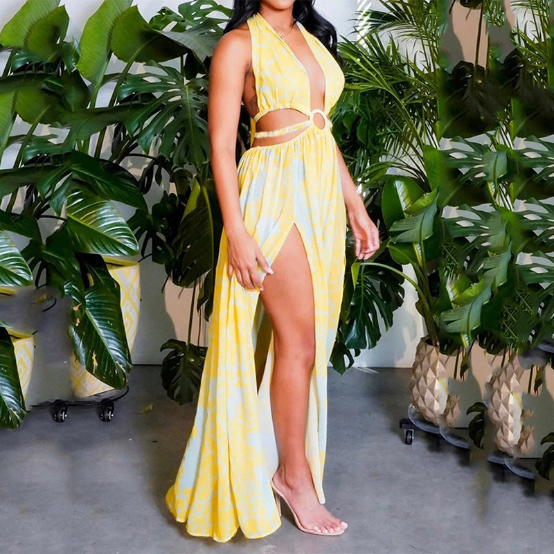 Women's Printed Sexy Cross Tied Dress