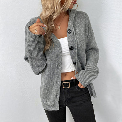 Natural Body Fashion Women’s Single-Breasted Hooded Sweater – Solid Color Cardigan Coat