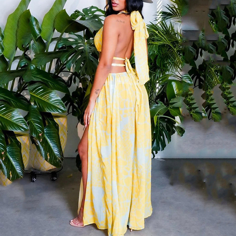 Women's Printed Sexy Cross Tied Dress