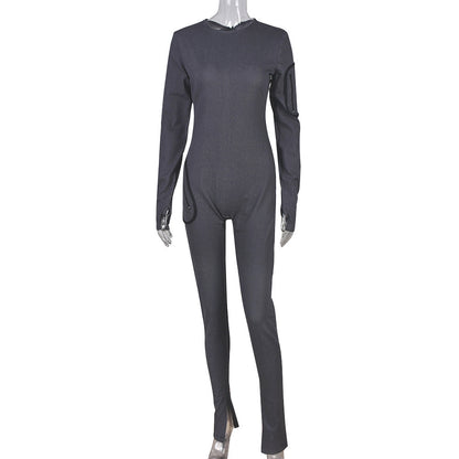 Natural Body Fashions Tight Denim Plush Jumpsuit For Women