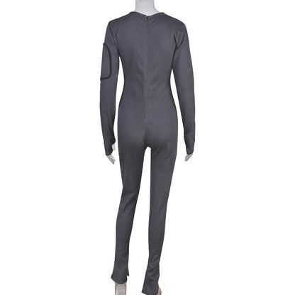 Natural Body Fashions Tight Denim Plush Jumpsuit For Women