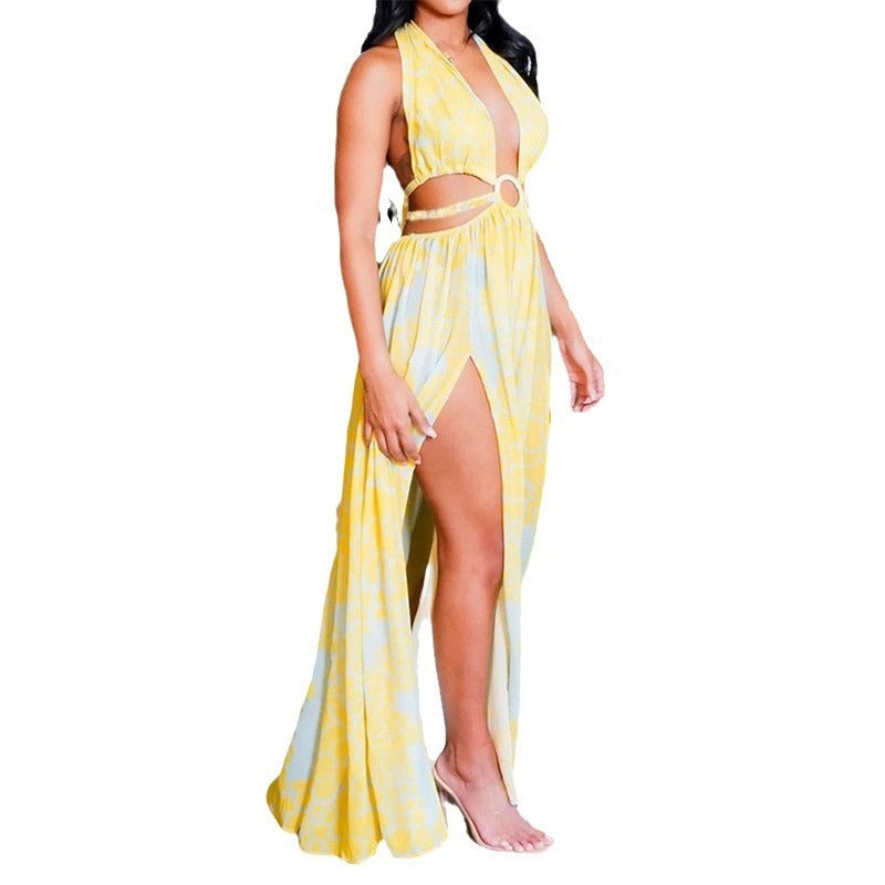 Women's Printed Sexy Cross Tied Dress