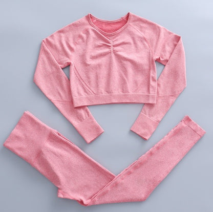 Quality Natural Body Fit Sports Workout Clothing Long Sleeve Trousers Tight Yoga Set