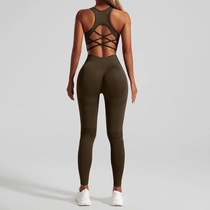 Seamless Yoga Set Two Piece Set Womens Outifits Workout Gym Set Fitness Clothing Tracksuit Backless Crop Top Leggings Sport Suit 2026