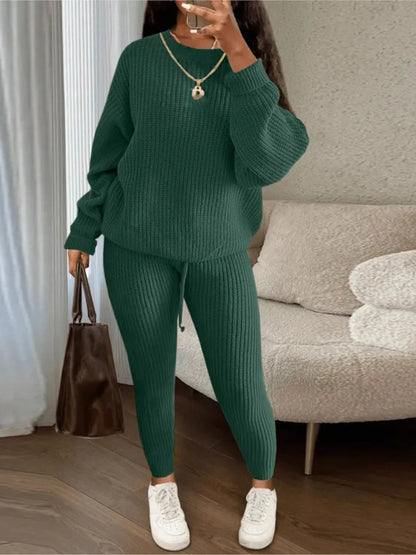 Fashion Casual Knitted Suits Long Pants Suits Women's Woolen Suits New Fashion Elegant Casual Solid Two Piece Outfits Woman Multi Colors