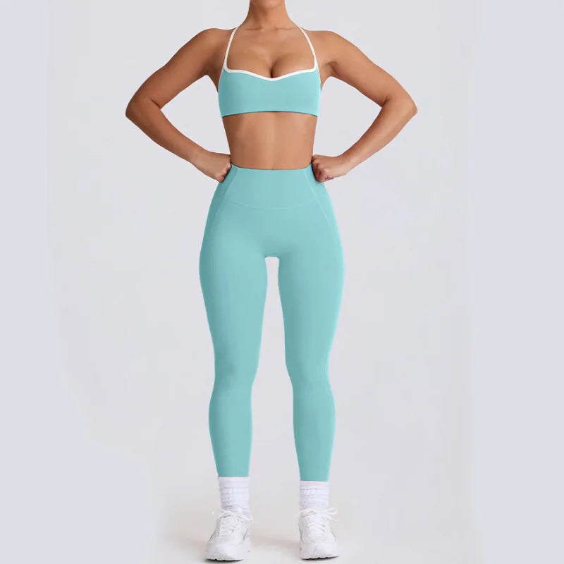 2026 New Women's Yoga Set-High Waist Butt-Lifting Slim Workout Outfit,Backless Sports Bra&Compression Leggings for Yoga, Gym