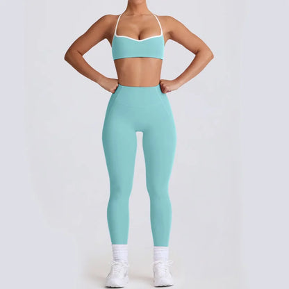 2026 New Women's Yoga Set-High Waist Butt-Lifting Slim Workout Outfit,Backless Sports Bra&Compression Leggings for Yoga, Gym