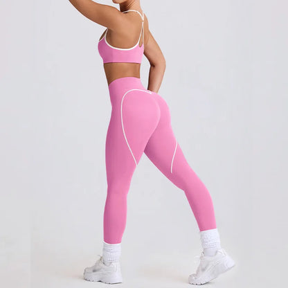 2026 New Women's Yoga Set-High Waist Butt-Lifting Slim Workout Outfit,Backless Sports Bra&Compression Leggings for Yoga, Gym