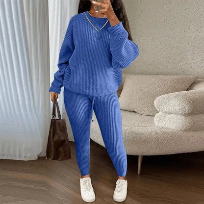 Fashion Casual Knitted Suits Long Pants Suits Women's Woolen Suits New Fashion Elegant Casual Solid Two Piece Outfits Woman Multi Colors