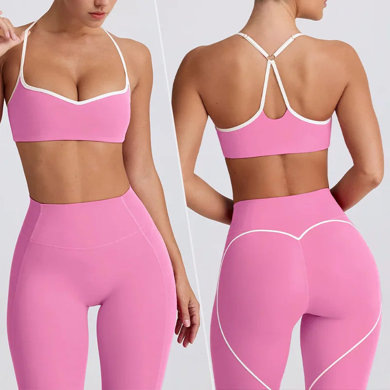 2026 New Women's Yoga Set-High Waist Butt-Lifting Slim Workout Outfit,Backless Sports Bra&Compression Leggings for Yoga, Gym