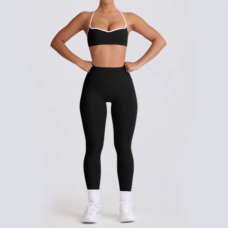 2026 New Women's Yoga Set-High Waist Butt-Lifting Slim Workout Outfit,Backless Sports Bra&Compression Leggings for Yoga, Gym