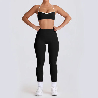 2026 New Women's Yoga Set-High Waist Butt-Lifting Slim Workout Outfit,Backless Sports Bra&Compression Leggings for Yoga, Gym