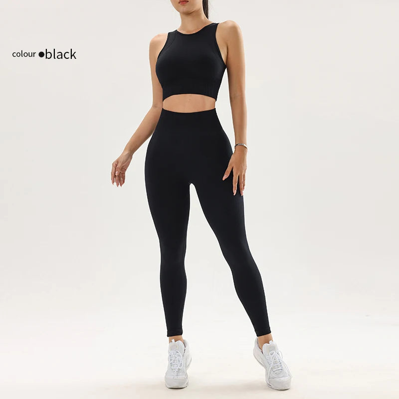 Sports Outdoor Fitness Yoga Set Running Bra Peach Hip Tight Pants Women's Fitness Set Two Piece Set