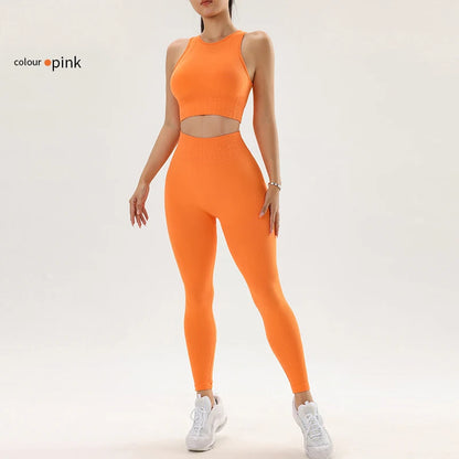 Sports Outdoor Fitness Yoga Set Running Bra Peach Hip Tight Pants Women's Fitness Set Two Piece Set