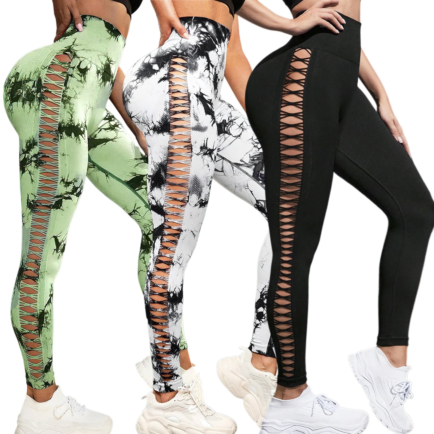 Cycling Sport Leggings Side mesh design yoga Pants Butt Lifting Tie dye Tights High Waist no awkward lines Slim Fitness pants