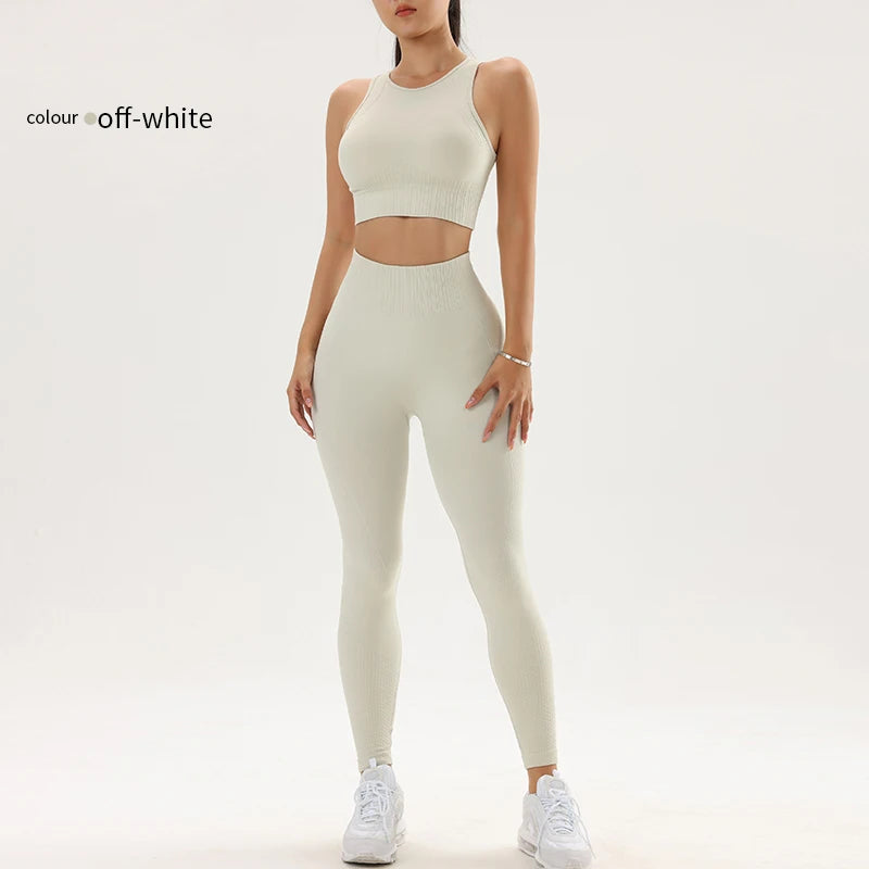 Sports Outdoor Fitness Yoga Set Running Bra Peach Hip Tight Pants Women's Fitness Set Two Piece Set