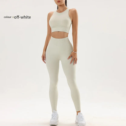 Sports Outdoor Fitness Yoga Set Running Bra Peach Hip Tight Pants Women's Fitness Set Two Piece Set