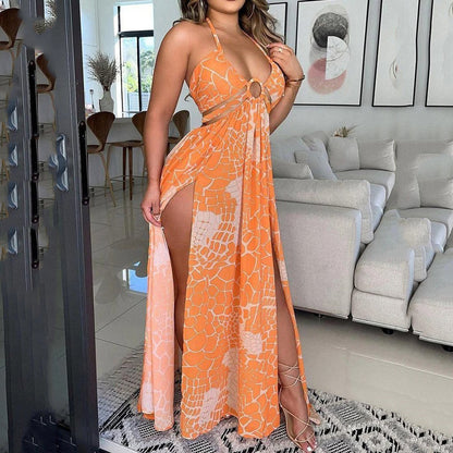 Women's Printed Sexy Cross Tied Dress