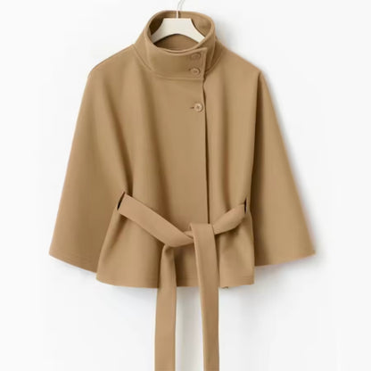 ❄️ Winter High Neck Batwing Sleeve Coat With Belt – Elegant Women’s Trench Coat