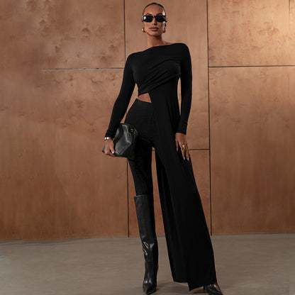 Boss Lady Cool Strap Top Slim Fit Round Neck Long Sleeves T-shirt