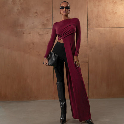 Boss Lady Cool Strap Top Slim Fit Round Neck Long Sleeves T-shirt