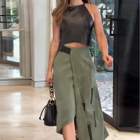 Sexy New Fashion Halter Short Dress Fashionable Skirt Two-piece Set