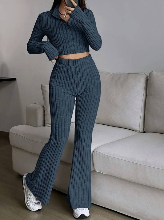 Natural Body 2-piece Women's Turtlenecks Wide Leg High Waist Suit