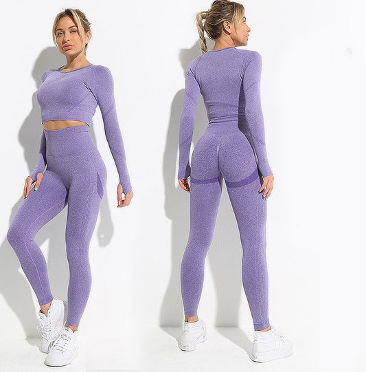 Quality Natural Body Fit Sports Workout Clothing Long Sleeve Trousers Tight Yoga Set